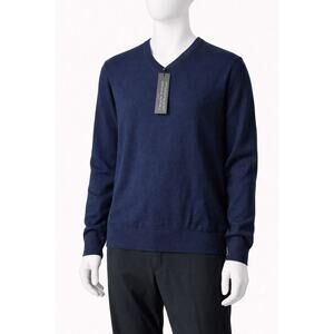 Banana Republic Mens Navy Merino Wool Sweater V Neck Lightweight Size L NWT